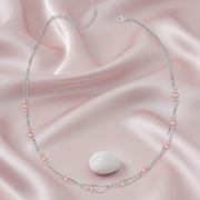 Rose Pearl & Sterling Silver Layered Lariat Necklace