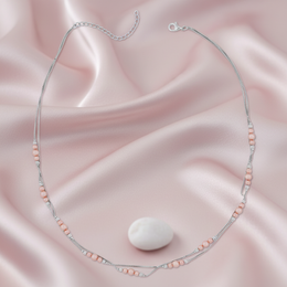 Rose Pearl & Sterling Silver Layered Lariat Necklace