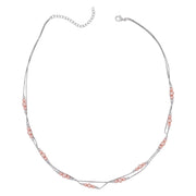 Rose Pearl & Sterling Silver Layered Lariat Necklace