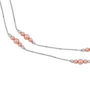 Rose Pearl & Sterling Silver Layered Lariat Necklace
