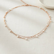 Blush Beaded Layered Chain Necklace