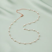 Delicate Pearl Chain Necklace