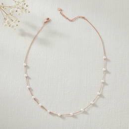 Rose Gold Vermeil Station Pearl Chain | 925 Silver