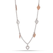Dual Tone Heart Charm Necklace