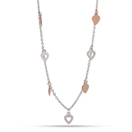 Dual Tone Heart Charm Necklace