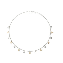 Two Tone Heart Drop Necklace