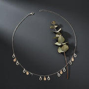Dual Tone Teardrop Charm Necklace