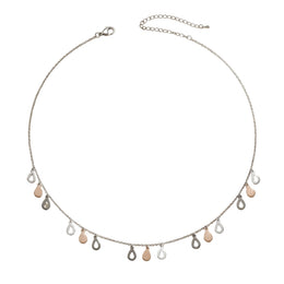 Dual Tone Teardrop Charm Necklace