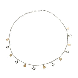 Dual Tone Charm Chain Necklace