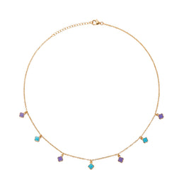 Pastel Clover Charm Chain Necklace