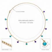 Turquoise Purple Charm Chain Necklace
