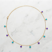 Turquoise Purple Charm Chain Necklace