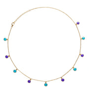 Turquoise Purple Charm Chain Necklace
