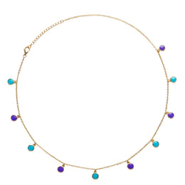 Turquoise Purple Charm Chain Necklace