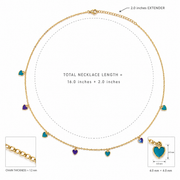 Colorful Heart Charm Chain Necklace