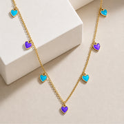 Colorful Heart Charm Chain Necklace