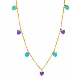 Colorful Heart Charm Chain Necklace