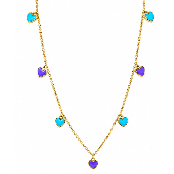 Colorful Heart Charm Chain Necklace