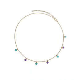 Colorful Heart Charm Chain Necklace