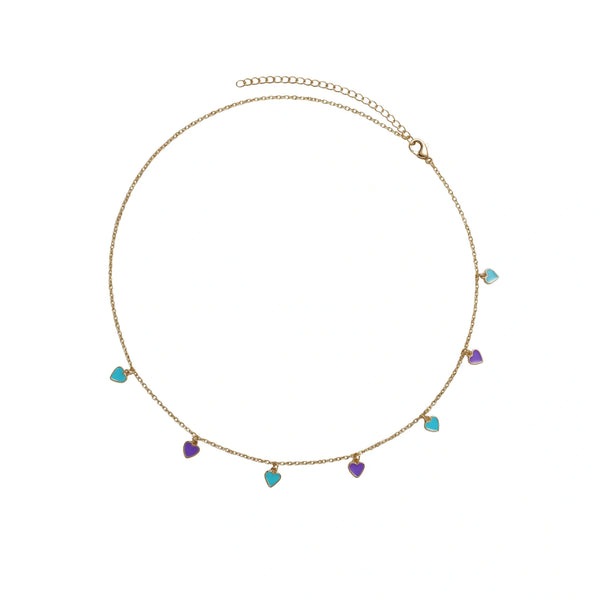 Colorful Heart Charm Chain Necklace