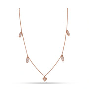 Rose Gold Heart Drop Necklace