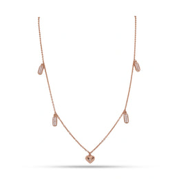 Rose Gold Heart Drop Necklace