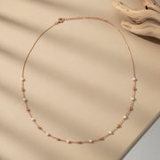 Rose Gold Pearl Beaded Chain Necklace