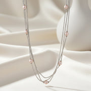 Layered Blush Bead Chain Necklace