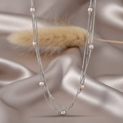 Layered Blush Bead Chain Necklace