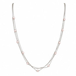 Layered Blush Bead Chain Necklace