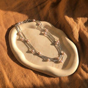 Layered Blush Bead Chain Necklace