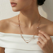 Layered Pearl Beaded Chain Necklace