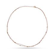 Layered Pearl Beaded Chain Necklace