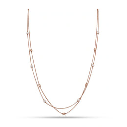 Layered Pearl Beaded Chain Necklace