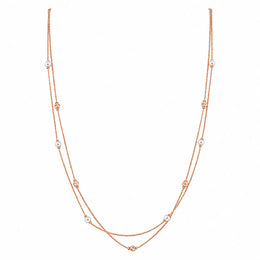 Layered Pearl Beaded Chain Necklace
