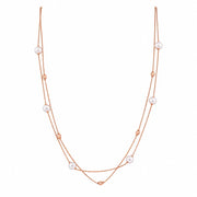 Layered Pearl Drop Chain Necklace