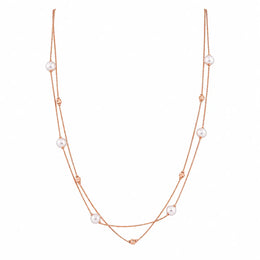 Layered Pearl Drop Chain Necklace