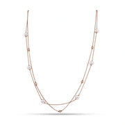 Layered Pearl Drop Chain Necklace