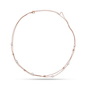 Layered Pearl Drop Chain Necklace