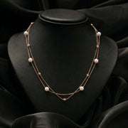 Layered Pearl Drop Chain Necklace