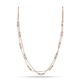 Layered Pearl Bead Chain Necklace
