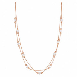 Layered Pearl Bead Chain Necklace