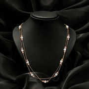 Layered Pearl Bead Chain Necklace