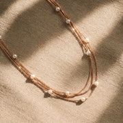 Layered Pearl Chain Necklace