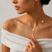 Golden Clover Drop Chain Necklace