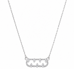 Crystal Studded Bar Charm Necklace