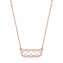 Rose Gold Pearl Charm Necklace