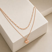 Rose Gold Heart Layered Necklace