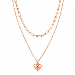 Rose Gold Heart Layered Necklace