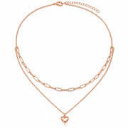 Rose Gold Heart Layered Necklace